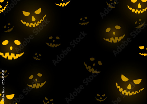 Glowing eyes of monsters in the dark of night. Halloween background vector design