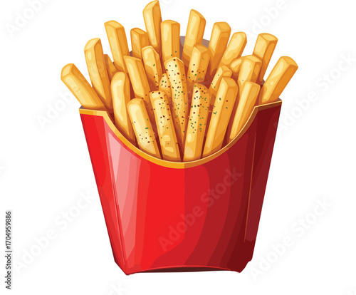 Gourmet French Fries with Herbs and Seasoning Vector