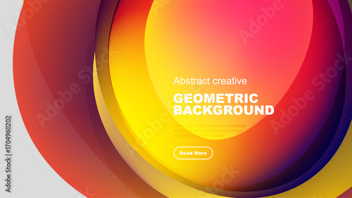 Dynamic layers overlap, creating vibrant gradients. Text promotes further exploration. Modern design feels energetic, fluid.