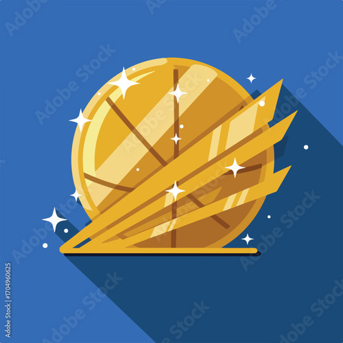 Golden sports ball emblem suitable for team logos, sports events, awards, and promotional materials. Perfect for sports enthusiasts.