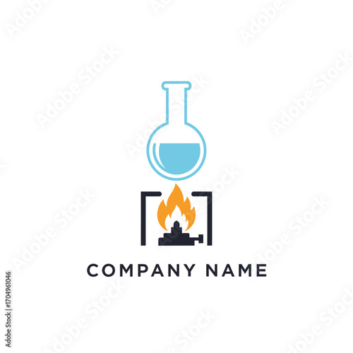 Laboratory flask being heated by a burner for scientific experiment.
