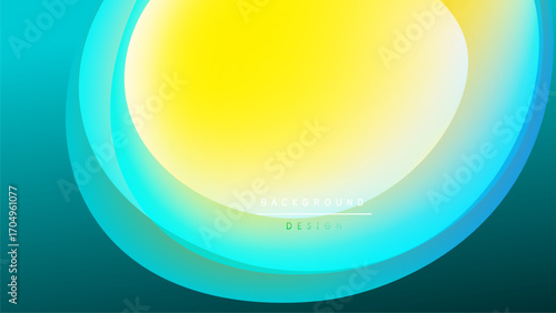 Abstract gradient background. Bright yellow center transitions to teal edges. Modern design element for digital projects. Smooth curves create visual interest.