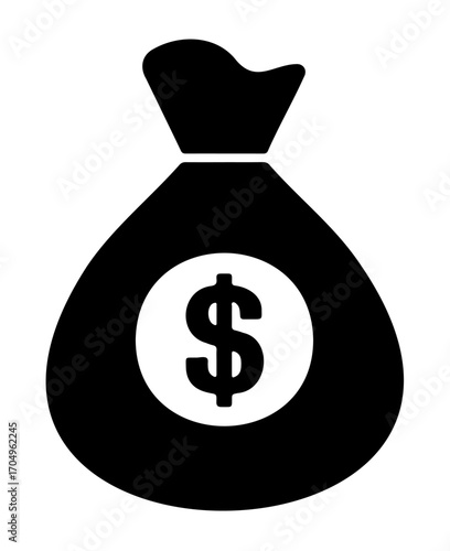 Money Bag Icon Simple black and white vector illustration of a money bag with dollar sign