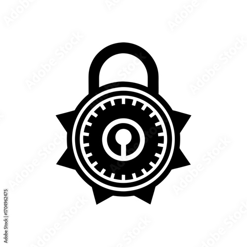 Padlock with spiked edges on transparent background silhouette