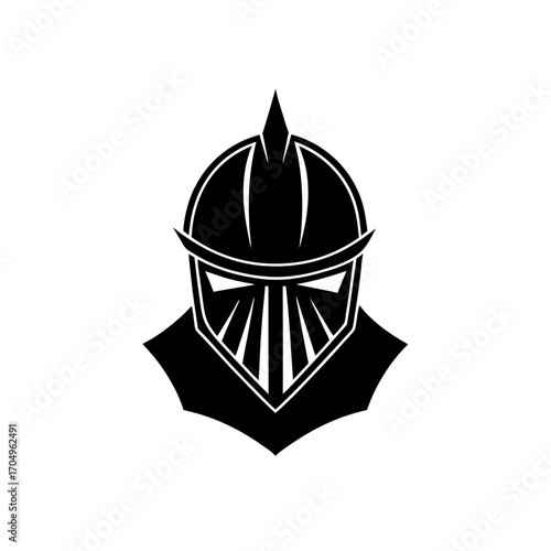 Knight helmet black design on transparent background silhouette