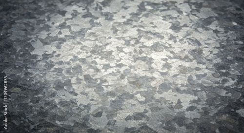 Detailed close-up of galvanized steel texture background.