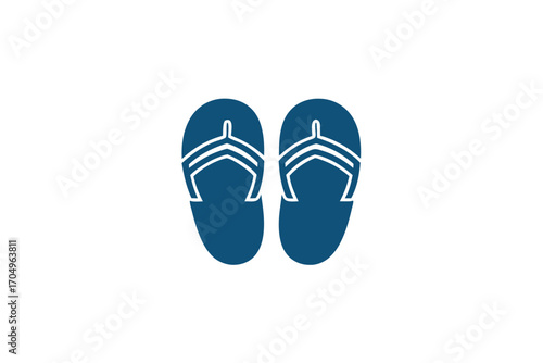 Blue Flip Flops Pair on White Background Beachwear Footwear Symbol