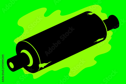 Vector art of rolling pin on a green background, creating a bold and graphic design, perfect for culinary and baking themed projects and illustrations