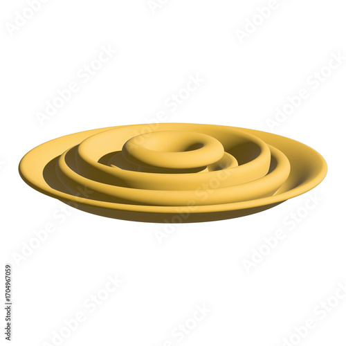 Yellow 3D Abstract Swirl Plate Object Isolated on White Background graphic design isolated on a transparent background