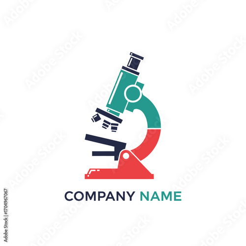 Modern scientific microscope vector logo template design.