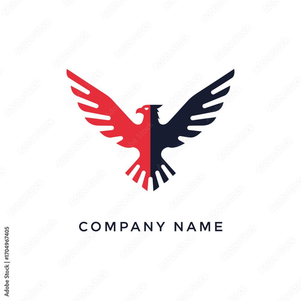 Fototapeta premium Modern Stylized Eagle Logo Design in Red and Dark Blue.