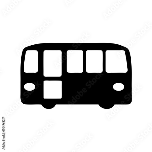 Stylized silhouette of a bus, emphasizing simple design and transportation theme