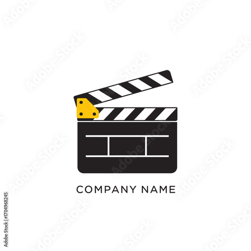 Movie clapperboard icon for film production logo design.