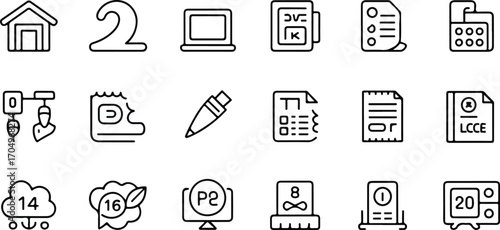 Freelancer and remote work expense icons – minimalist line art for home office, mileage, travel, receipts, and tax deductions
