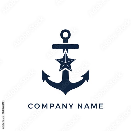 Nautical Anchor with Star Logo Design for Company Branding.