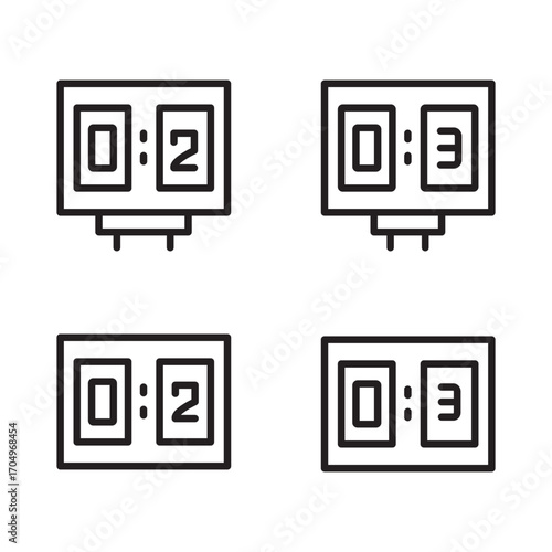 Editable Scoreboard Icon Set Digital Match Result Vector Illustration