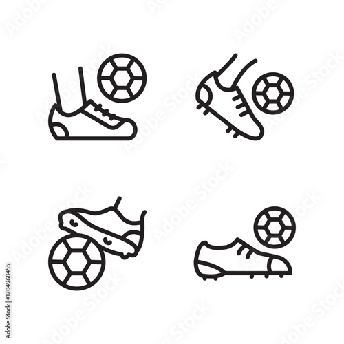 Editable Soccer Shoes Icon Set Football Boot and Ball Vector Illustration