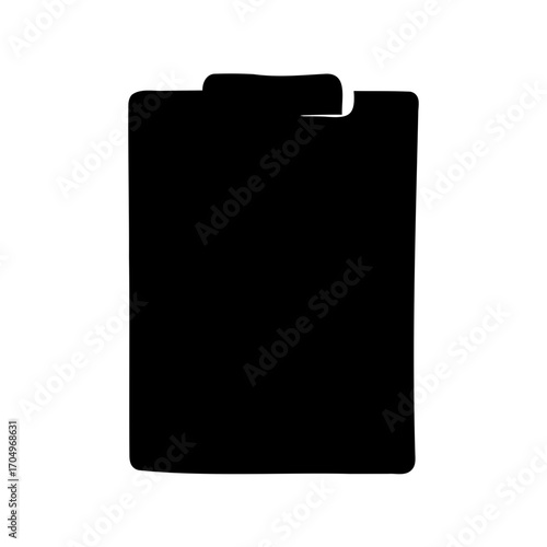 A dark filled clipboard illustration on a solid white isolated background