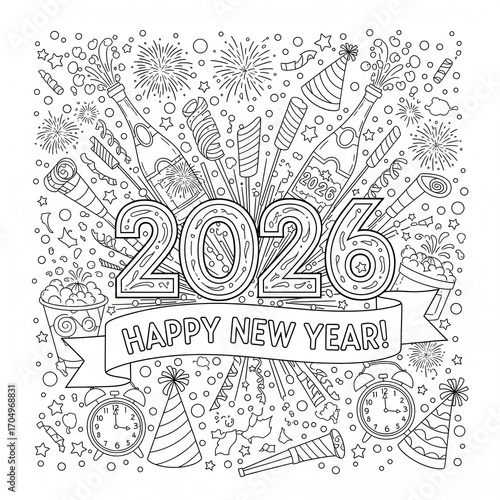New Year coloring page