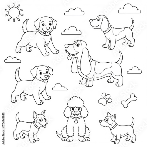 children's simple coloring. dogs