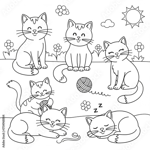 children's simple coloring. kittens