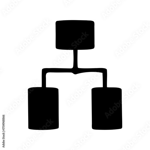 Simplified diagram of a hierarchical network structure with a black fill color