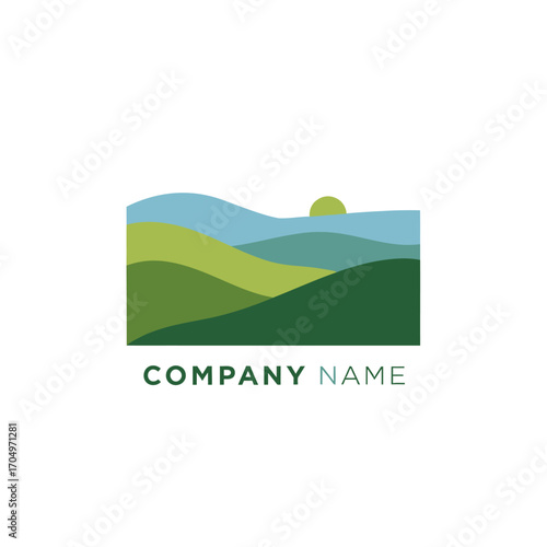 Rolling Hills Landscape Logo Design.