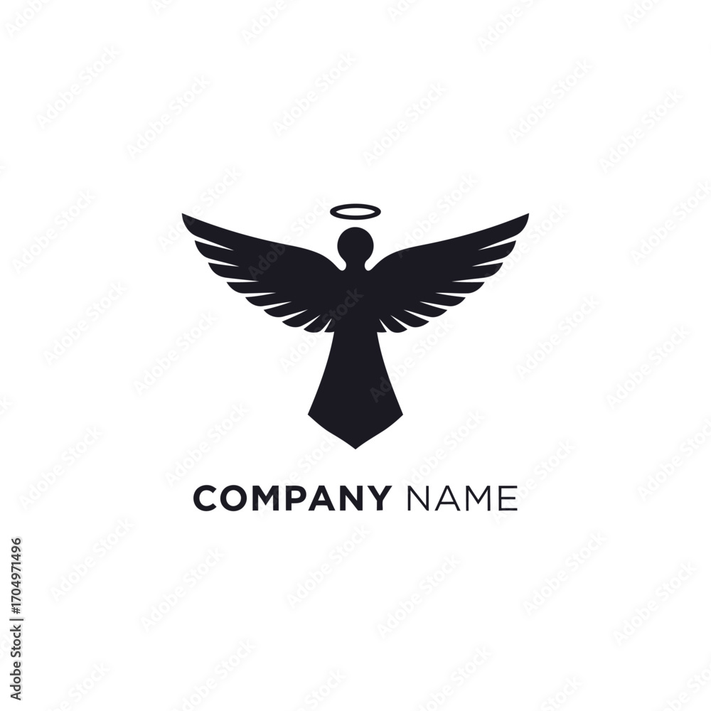 Fototapeta premium Simple Black Angel Wings Logo Design.