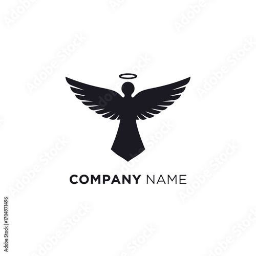Simple Black Angel Wings Logo Design.