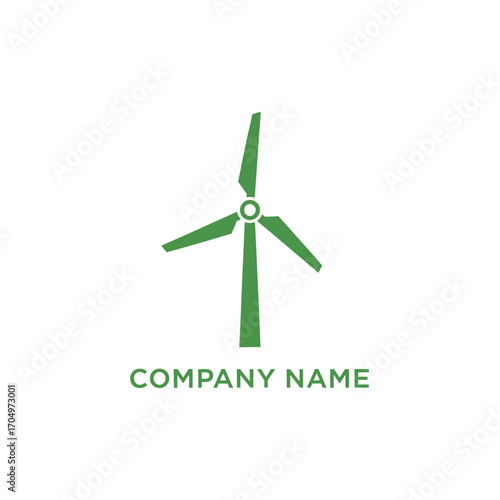 Simple green wind turbine logo for an eco friendly energy company.