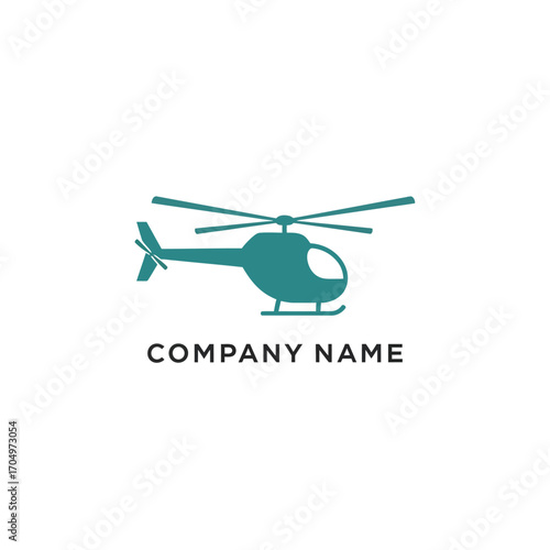 Simple helicopter silhouette logo design vector illustration.