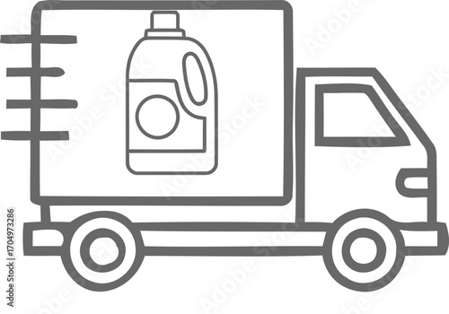 Container transport logistics ship and truck isolated on white background
