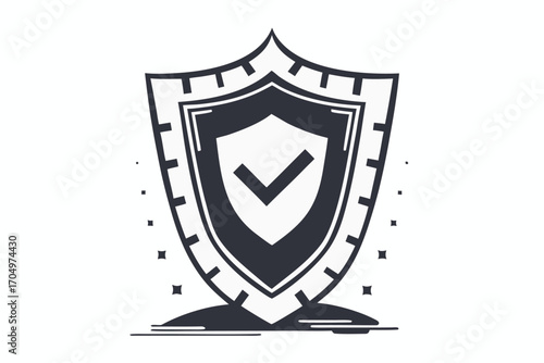 Free Download Dark shield showcases a prominent checkmark  - GFXLoad