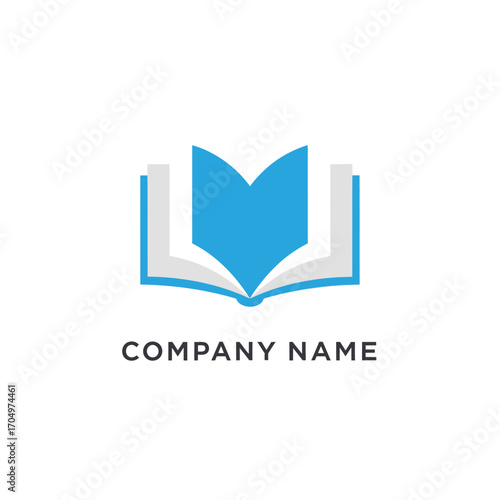 Stylized Blue Open Book Logo for Education Company.