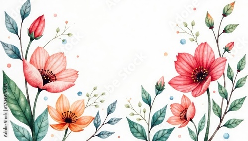 Delicate watercolor botanical print, soft pastel hues , close-up, calm