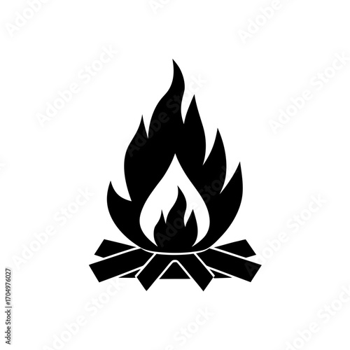 Illustration of a fire on transparent background silhouette