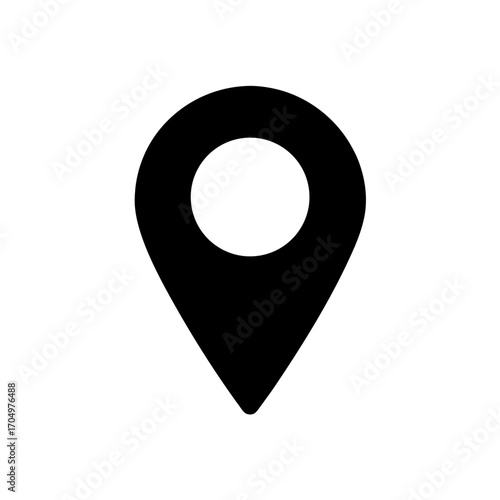 Black location marker icon on transparent background silhouette