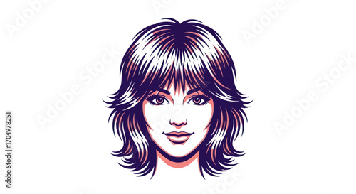 Close up portrait of a young woman with layered hairstyle.