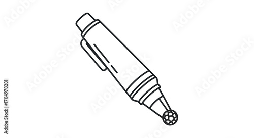 Line Drawing of a Spherical Tipped Massage Tool.