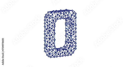 Digital Number Zero in a Polygonal Network Style.