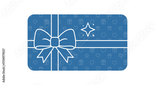 Blue gift card icon with a white line art bow and ribbon.