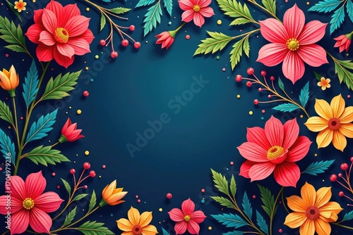Intricate floral pattern, vibrant colors, perfect for flyers , graphic, light