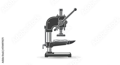 Vintage Hand-Cranked Drill Press Industrial Metalworking Tool.