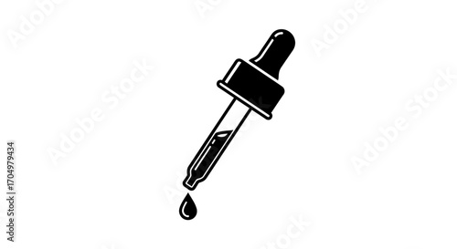 Dropper Bottle with Liquid Drop Illustration.