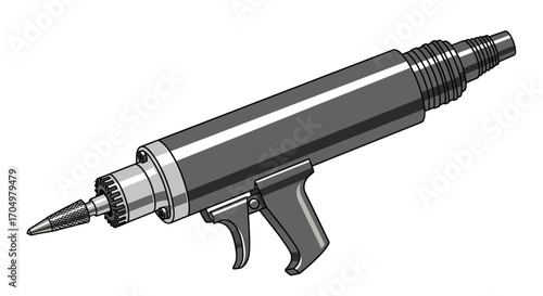 Detailed illustration of a pneumatic rivet gun for industrial applications.