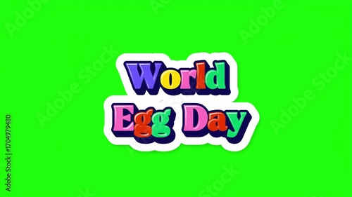 World egg day colorful text on green background