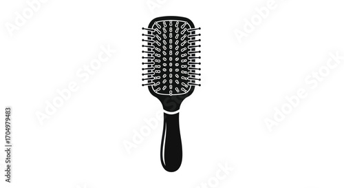 Black Paddle Hairbrush Illustration for Hair Styling and Care.