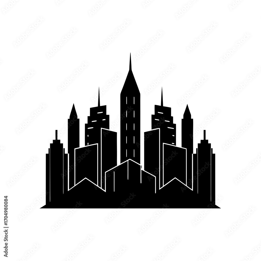 Obraz premium Cityscape silhouette art on transparent background