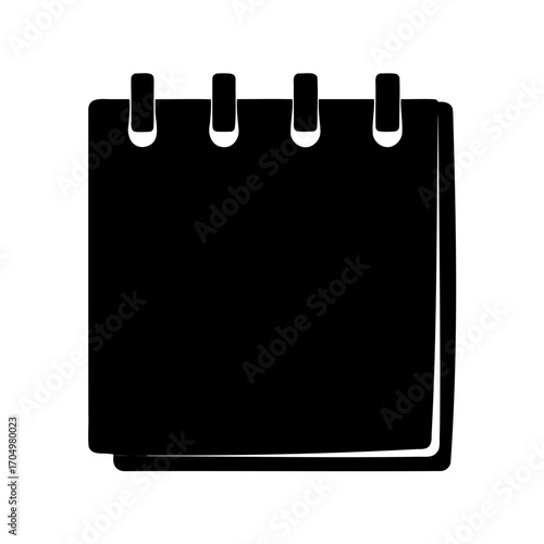 Black silhouette illustration of a tearoff calendar with binder and blank pages