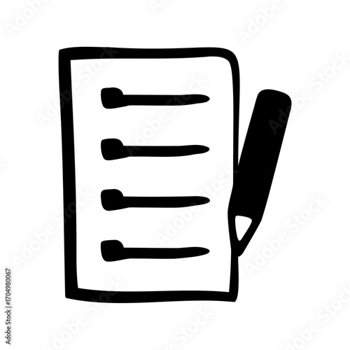 Stylized image of a list on paper with a pen for writing